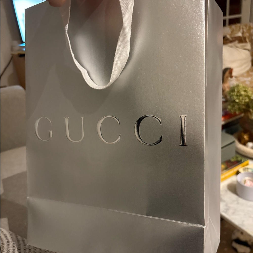 Gucci 2025 Holiday Silver Shopping Bag